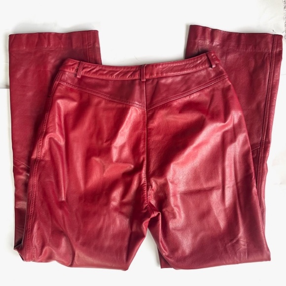 Vintage Willi Smith Red Leather Straight Leg Pants Size 12 - Picture 3 of 4
